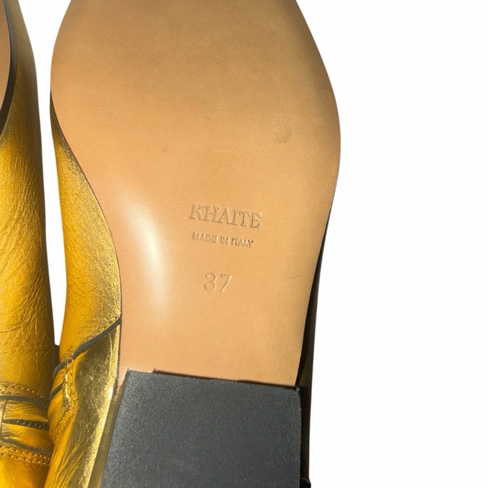 Khaite Gold Ankle Boots Metallic Booties Square Toe 7 Quiet Luxury Marfa New 🟡 - Picture 11 of 12